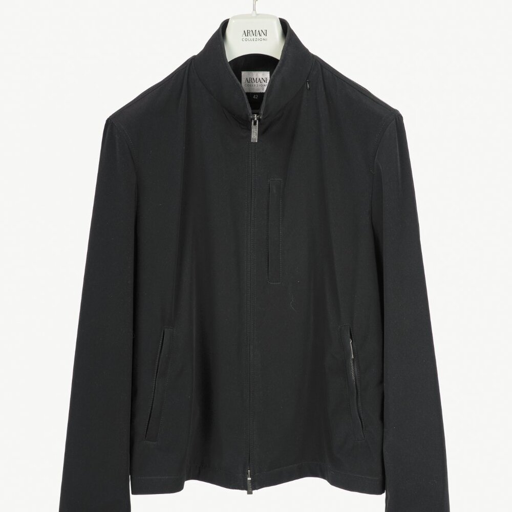 Armani Collezioni Black Water-Repellent Hidden-Hood Jacket